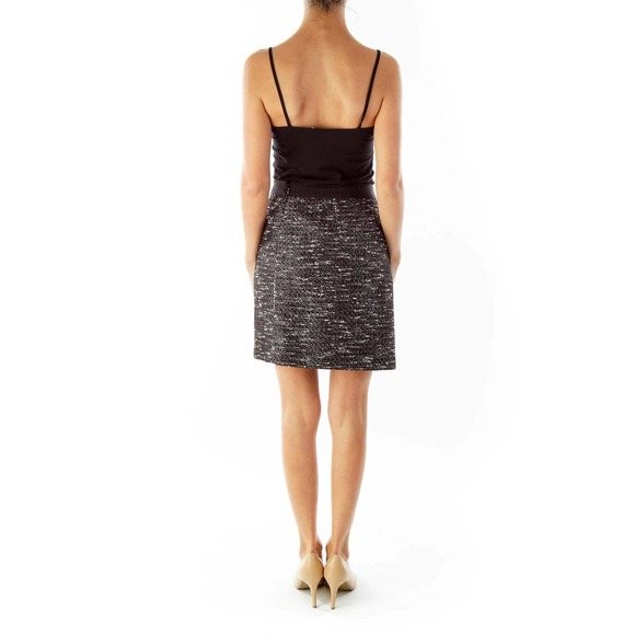 BANANA REPUBLIC Mottled Mini Skirt Sz 8 Black White - Picture 4 of 9